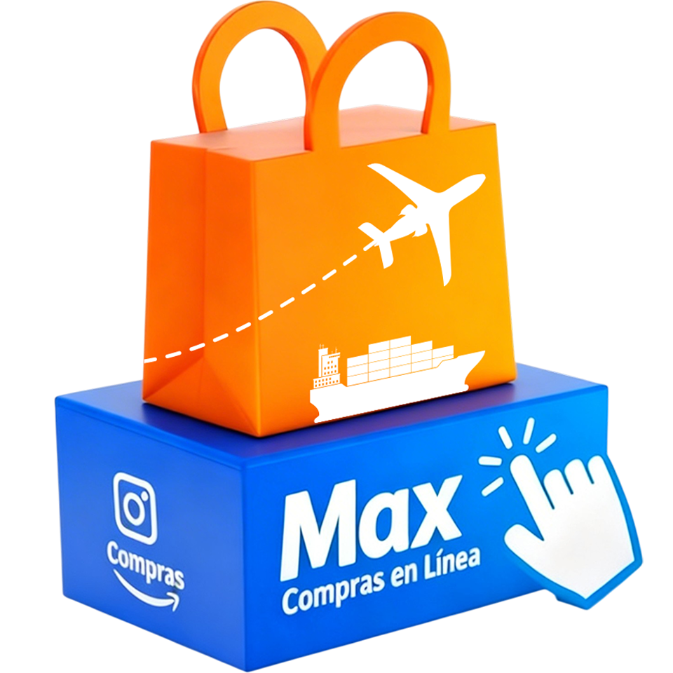 Bolsa de compras Max sobre una caja de envío